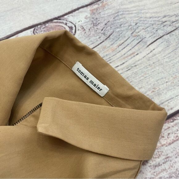 Tomas Maier Long Sleeve Shirt Dress Tan Size 6 Collared PullOver Classic Capsule - Picture 11 of 11